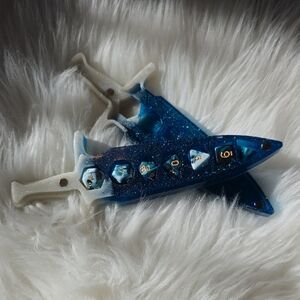 Dungeons and Dragons Blue and White Resin Sword  Dice Holder